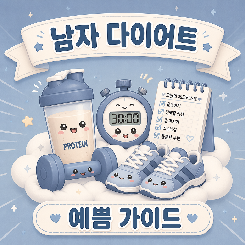 남자다이어트 호르몬 차이와 식이·운동 안내 일러스트