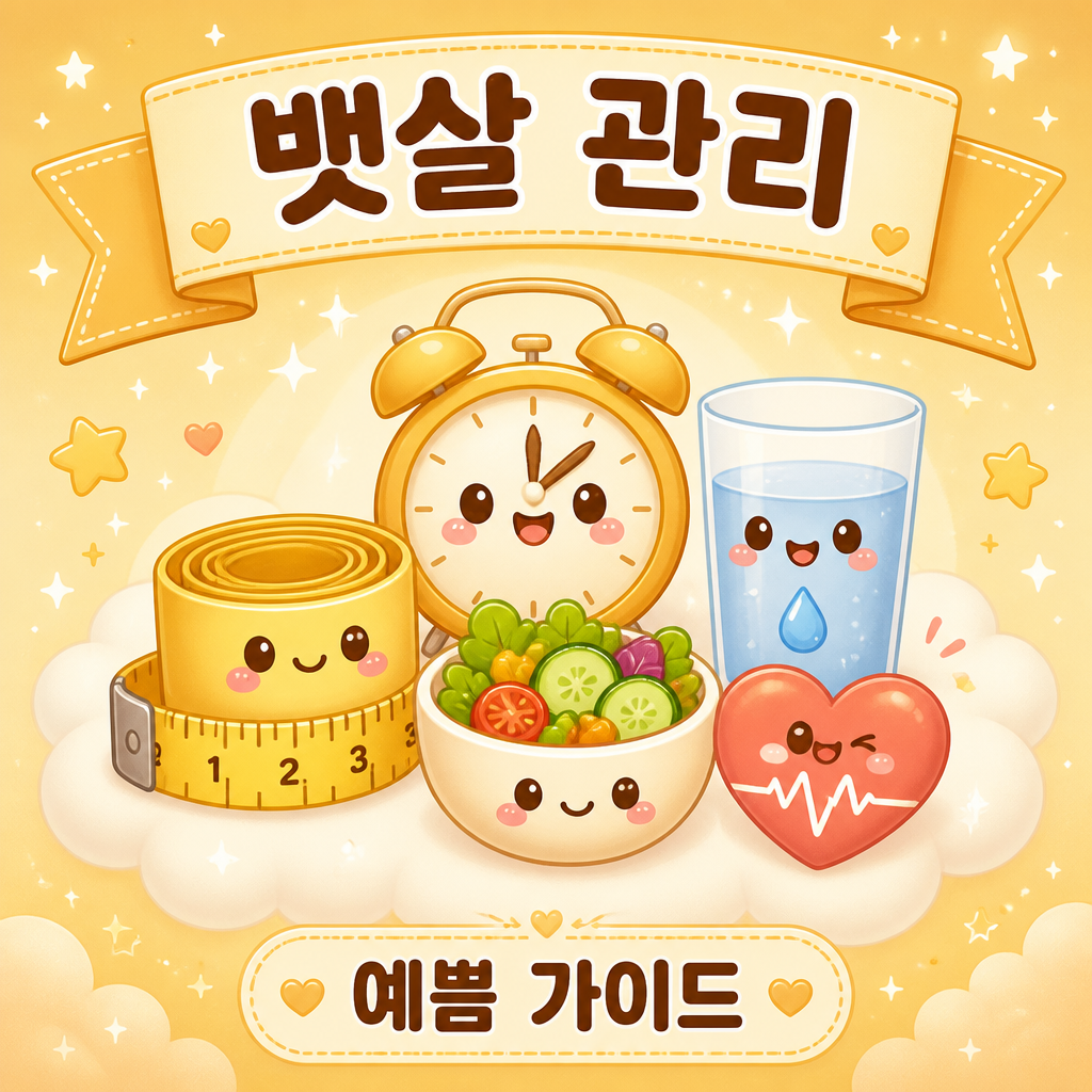 뱃살빨리빼는법 호르몬·식이·운동 종합 안내 일러스트