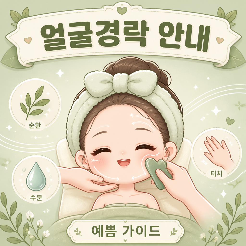 얼굴경락 셀프 마사지 방법과 효과 안내 일러스트