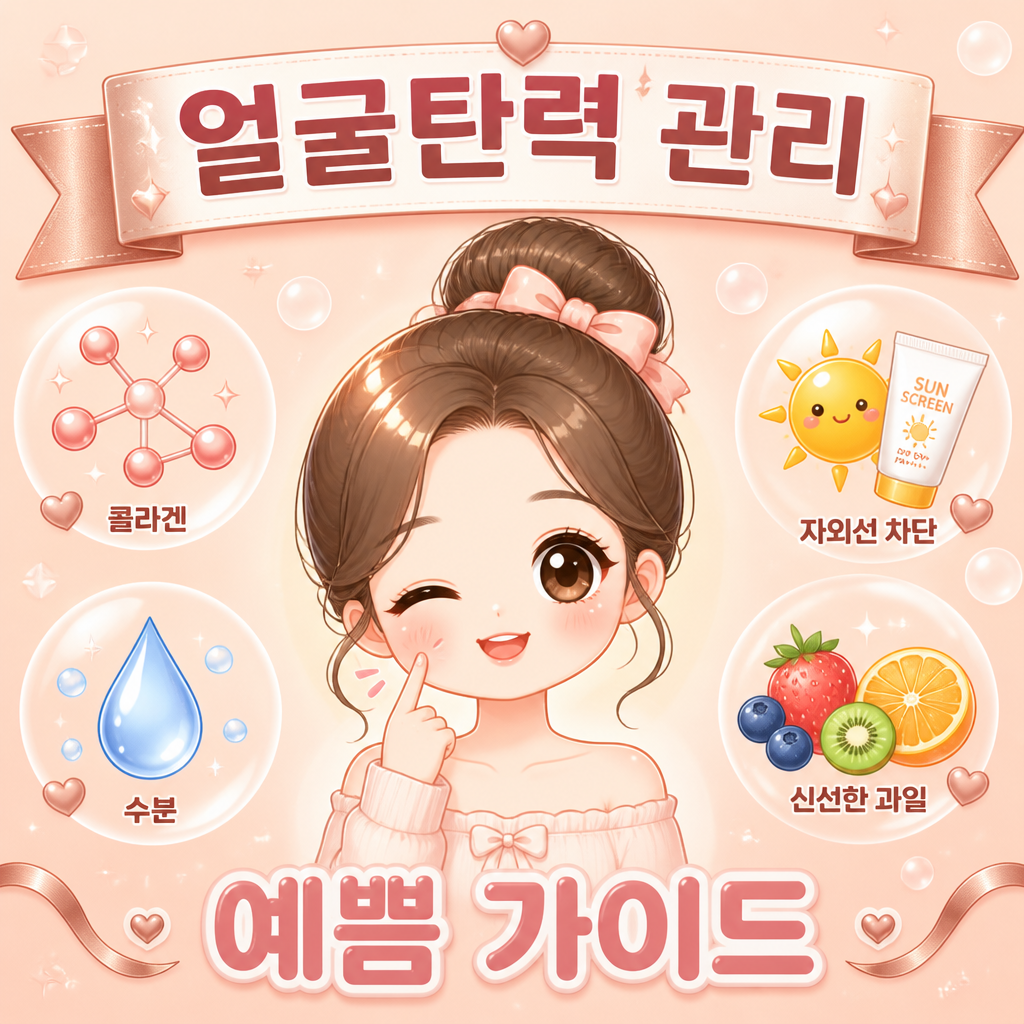 얼굴탄력 저하 원인과 단계별 관리 안내 일러스트