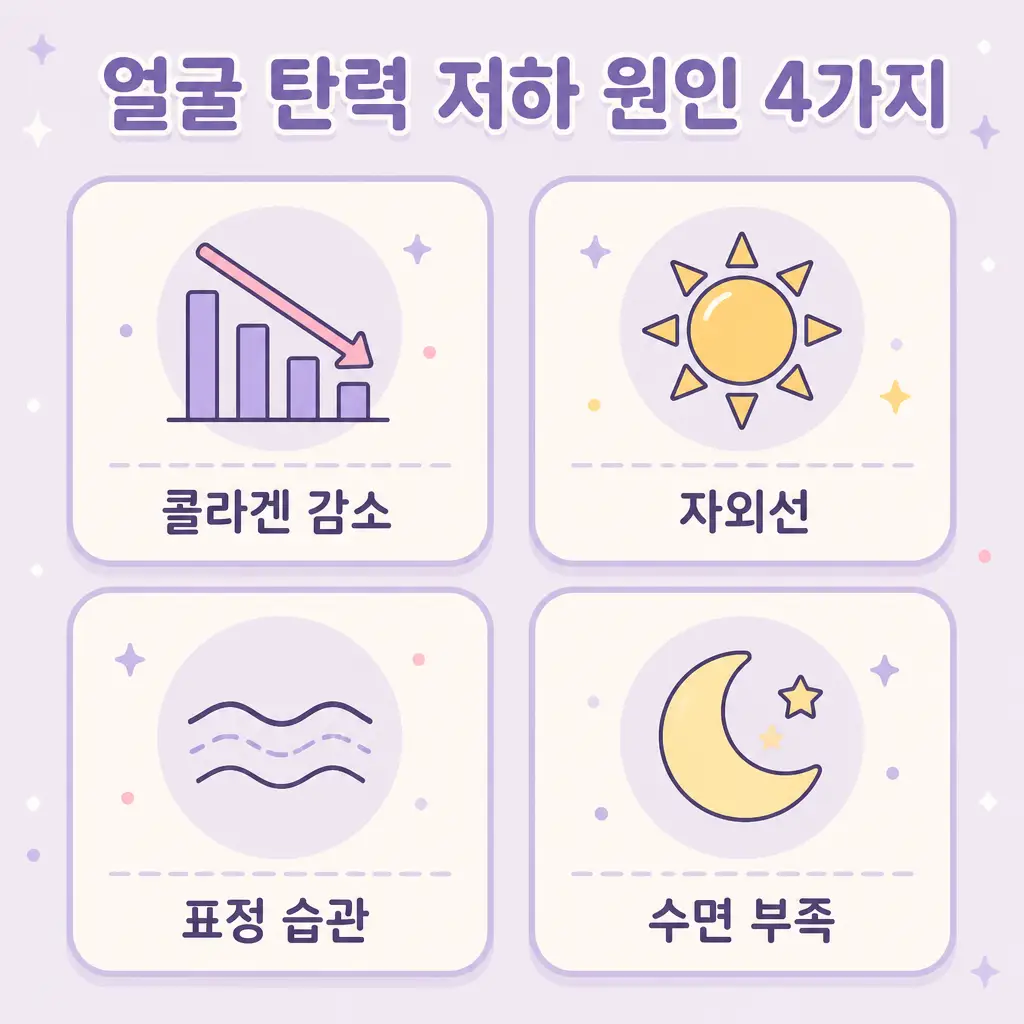 얼굴 탄력 저하 원인 4가지 얼굴 탄력 저하 원인 4가지