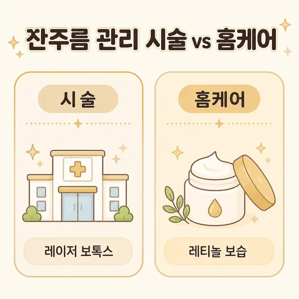 잔주름 관리 시술과 홈케어 비교