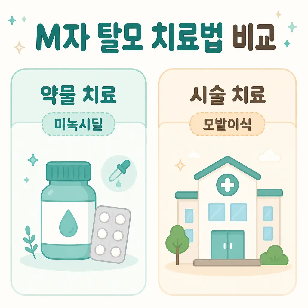 M자 탈모 치료법 비교